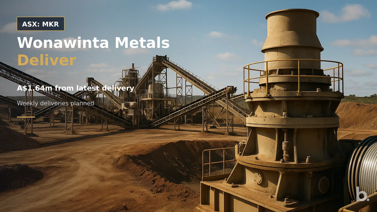 [ASX: MKR] MANUKA RESOURCES LTD. a wide view of the Wonawinta processing operation in the Cobar Basin, with crushing equipment, conveyors and