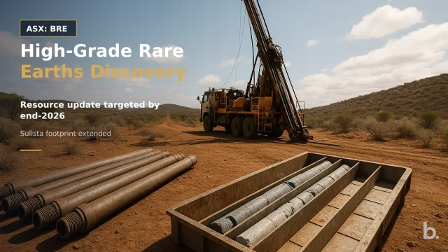 [ASX: BRE] BRAZILIAN RARE EARTHS LIMITED a diamond drill rig operating in the Bahia countryside, framed from a low wide angle with