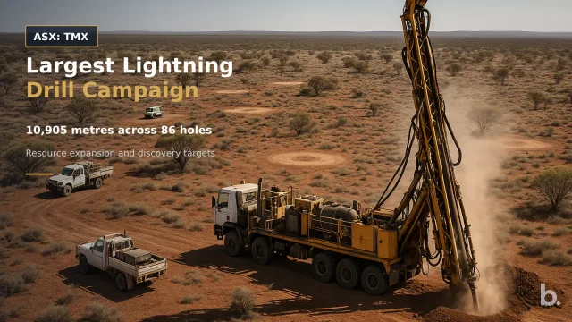 [ASX: TMX] TERRAIN MINERALS LIMITED a reverse-circulation drill rig operating in the arid Murchison landscape of Western Australia, shown in a wide