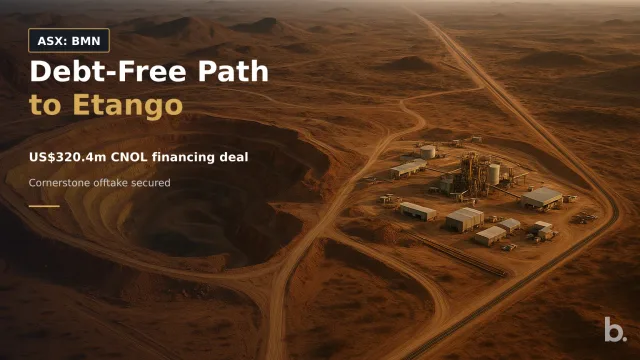 [ASX: BMN] BANNERMAN ENERGY LTD an aerial view of a developing uranium mine in Namibia, with access roads and processing infrastructure visually