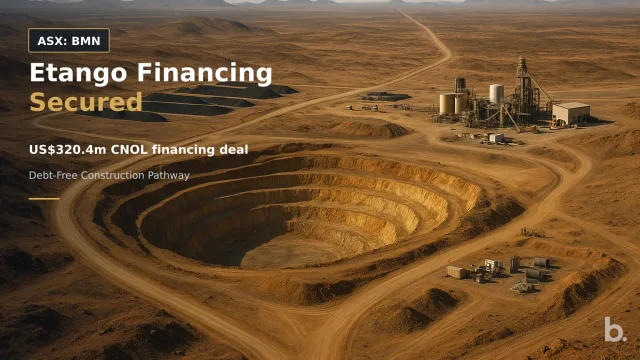 [ASX: BMN] BANNERMAN ENERGY LTD an aerial view of a developing uranium mine in Namibia, with access roads and processing infrastructure visually