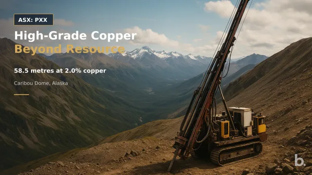 [ASX: PXX] POLARX LIMITED a diamond drill rig operating on a rugged mountainside in Alaska, framed wide to show the scale of