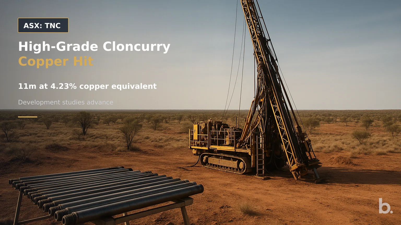 [ASX: TNC] TRUE NORTH COPPER LIMITED a diamond drill rig operating on the dry, sparsely vegetated terrain of northwest Queensland, framed widely