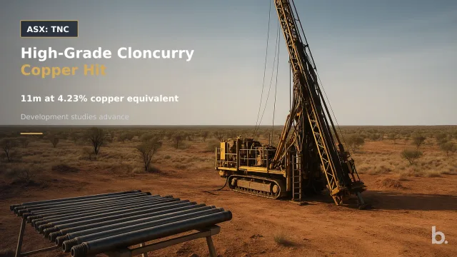[ASX: TNC] TRUE NORTH COPPER LIMITED a diamond drill rig operating on the dry, sparsely vegetated terrain of northwest Queensland, framed widely