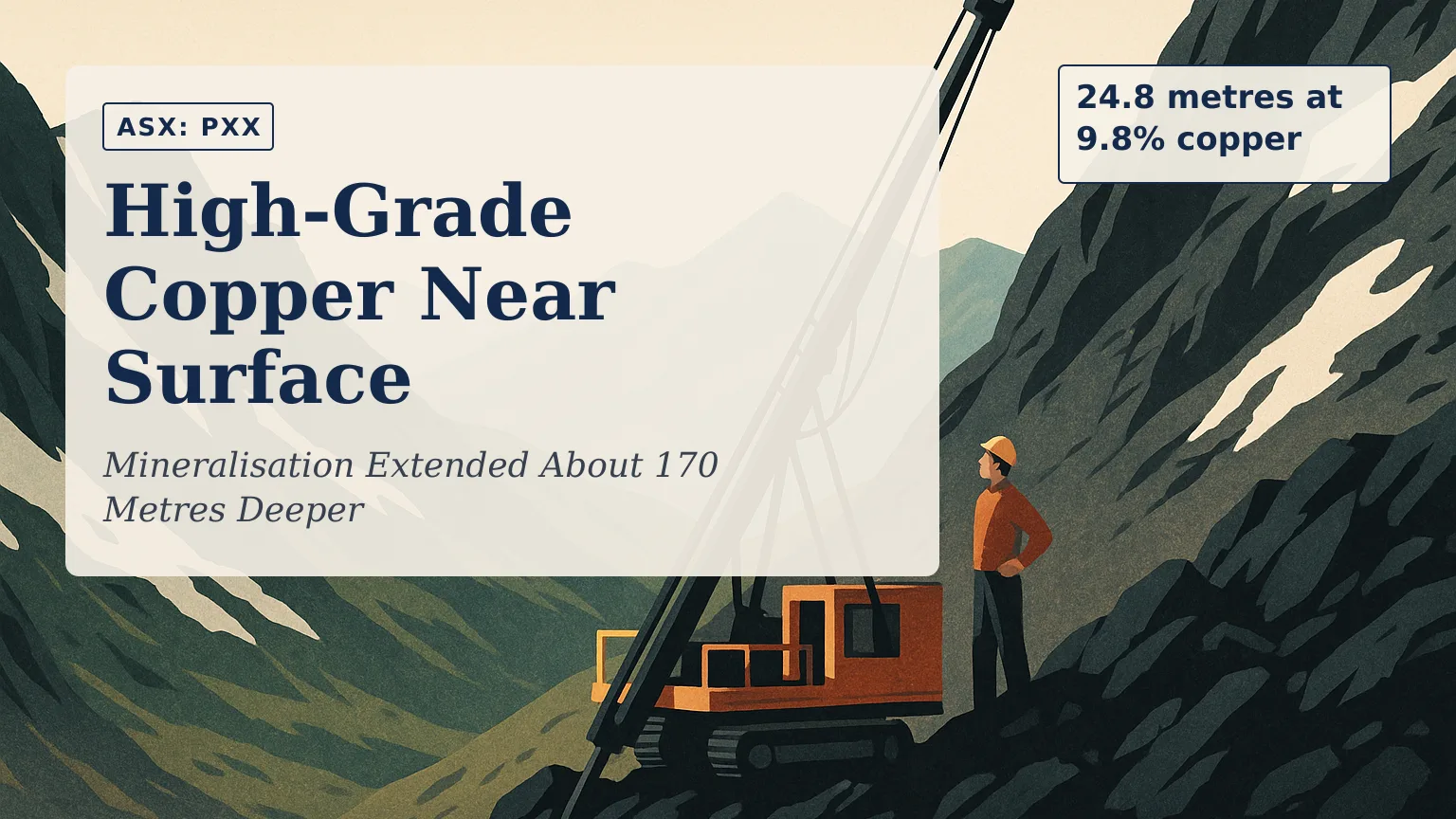 [ASX: PXX] POLARX LIMITED a diamond drill rig working on a steep Alaskan mountainside, surrounded by dark rock, lingering snowfields and rugged