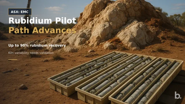 [ASX: EMC] EVEREST METALS CORPORATION LTD a Western Australian mineral project scene showing pale pegmatite outcrop and drill core trays in an