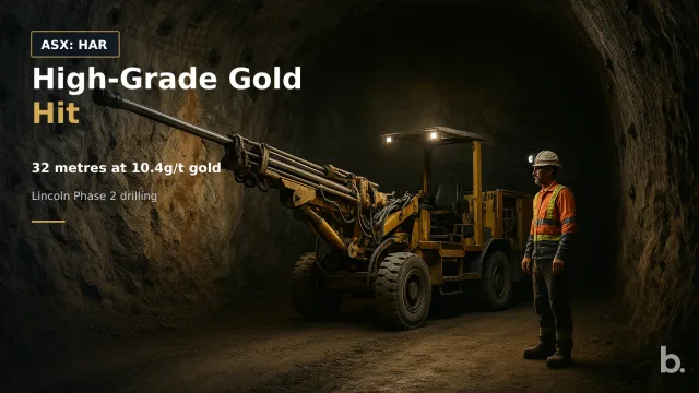 [ASX: HAR] HARANGA RESOURCES LIMITED. an underground diamond drill rig operating within a reinforced mine decline, with drill rods extending into the