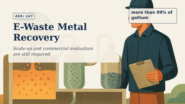 Illustration of a detailed cutaway of an electronic-waste recycling process, showing discarded circuit boards dissolving into an acidic solution before s…