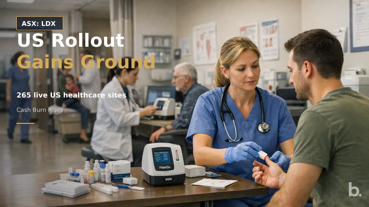 [ASX: LDX] LUMOS DIAGNOSTICS HOLDINGS LIMITED a wide interior view of a busy urgent care clinic, showing several consultation areas and healthcare