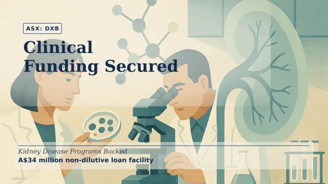Illustration of a clinical research laboratory focused on kidney therapeutics, with scientists examining molecular samples beside a translucent anatomica…