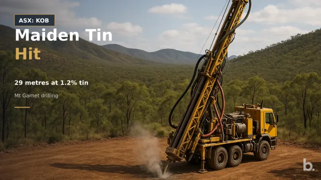 [ASX: KOB] KOBA RESOURCES LIMITED a reverse circulation drill rig operating on a cleared pad in the rugged, wooded terrain of North